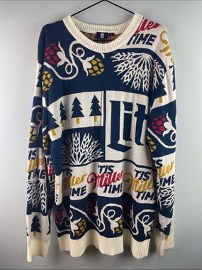 Miller Lite Holiday Graphic Crewneck Sweater Size XL